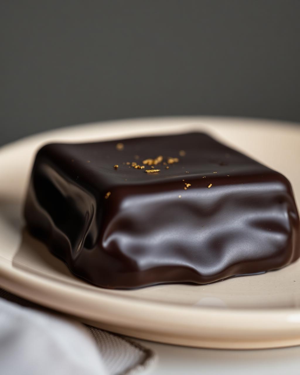 A single dark praline finished with gold leaf
